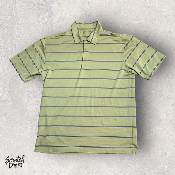 Men XL Golf Polo Shirt Yellow Striped Activewear Comfortable Performance Top M08 - Picture 1 of 3